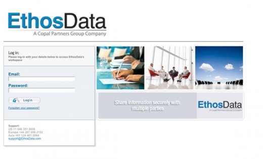 Virtual Data Room login page