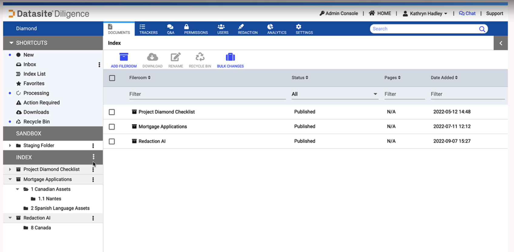 Datasite platform screenshot