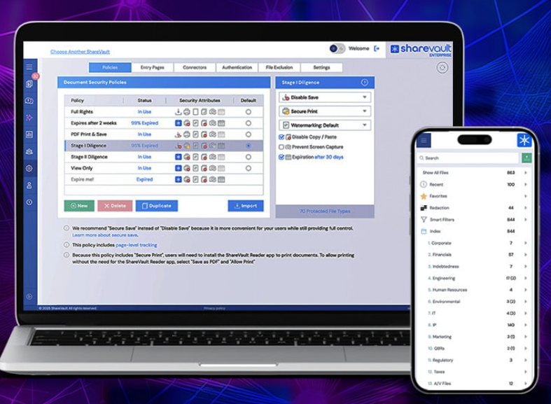 ShareVault platform screenshot